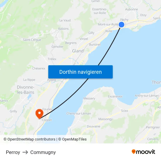 Perroy to Commugny map