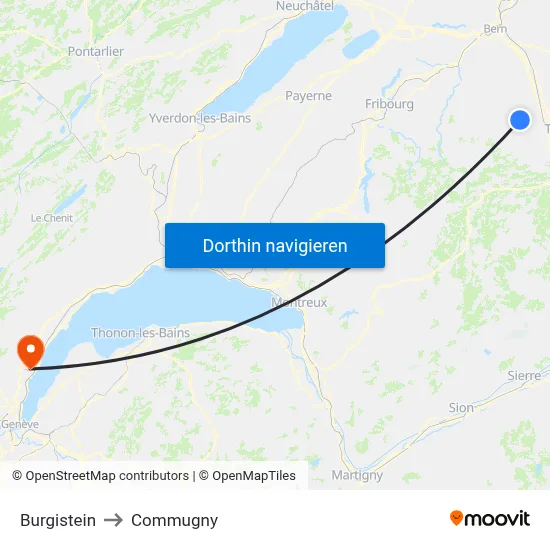 Burgistein to Commugny map