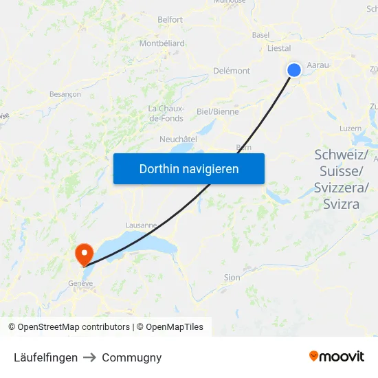 Läufelfingen to Commugny map