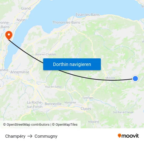 Champéry to Commugny map