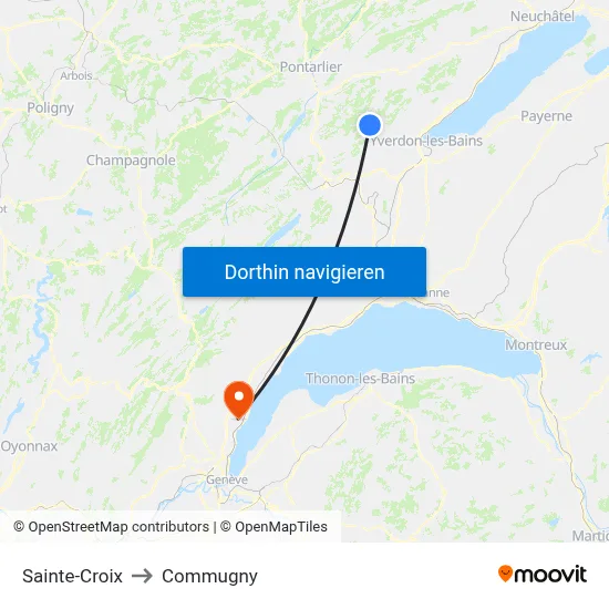 Sainte-Croix to Commugny map
