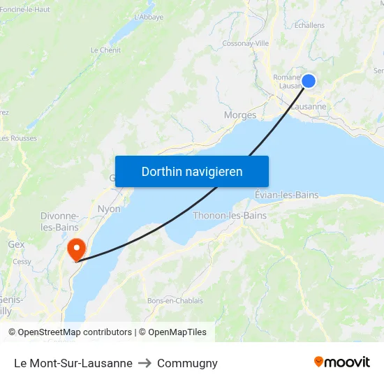Le Mont-Sur-Lausanne to Commugny map