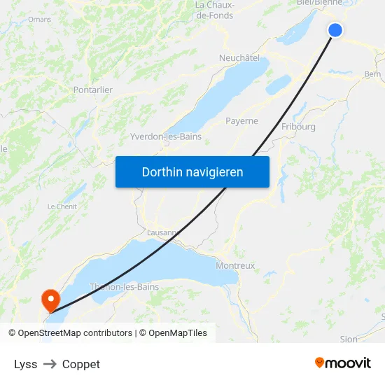 Lyss to Coppet map