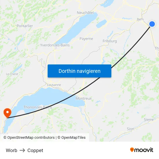 Worb to Coppet map