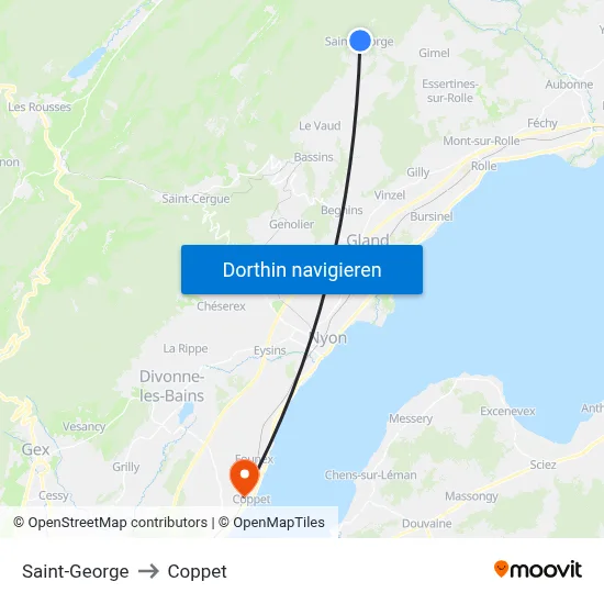 Saint-George to Coppet map