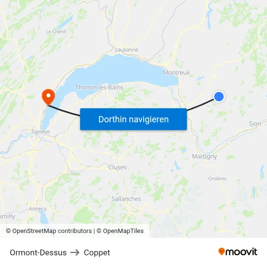 Ormont-Dessus to Coppet map