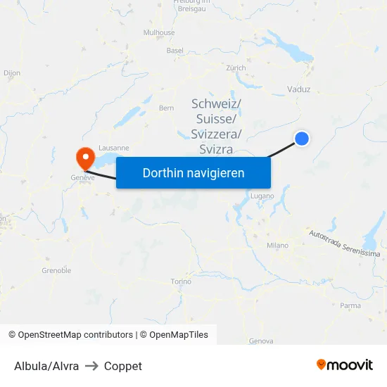 Albula/Alvra to Coppet map