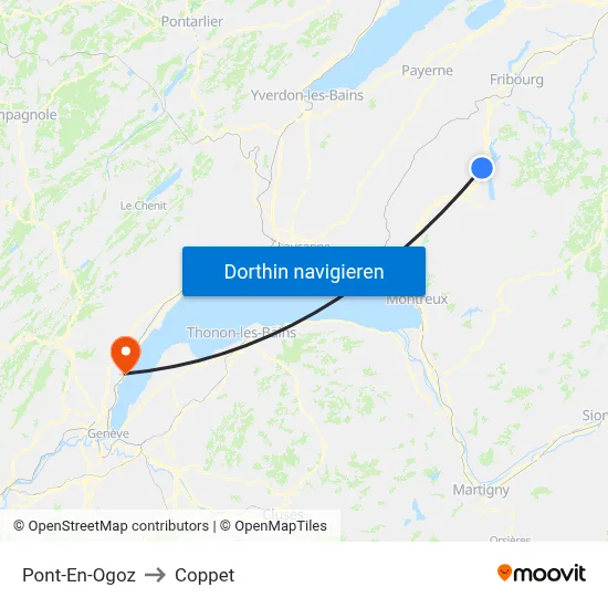 Pont-En-Ogoz to Coppet map