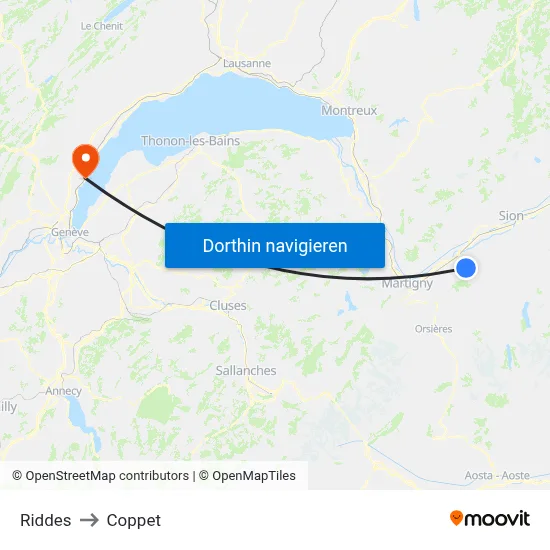 Riddes to Coppet map