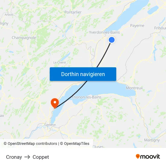 Cronay to Coppet map