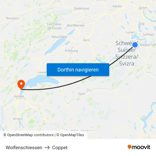 Wolfenschiessen to Coppet map