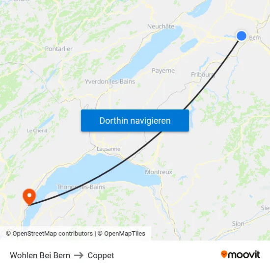 Wohlen Bei Bern to Coppet map
