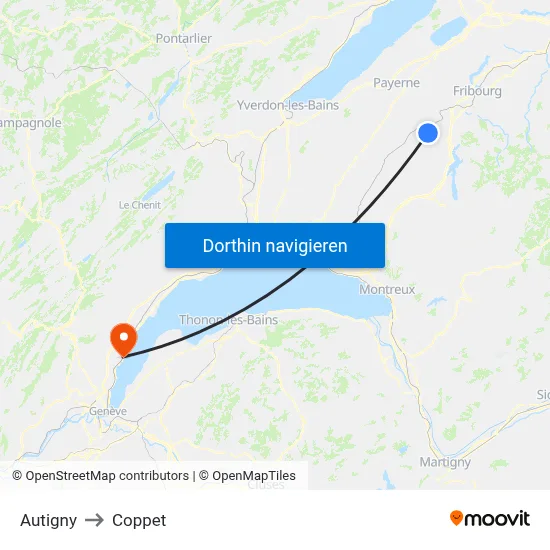 Autigny to Coppet map