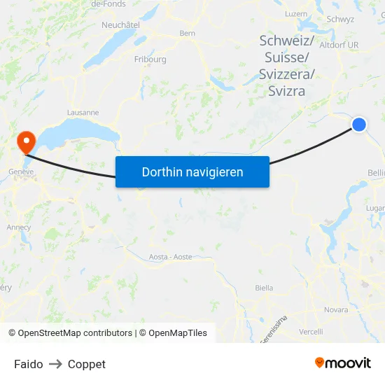 Faido to Coppet map