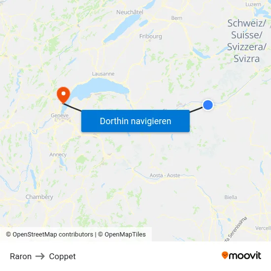 Raron to Coppet map