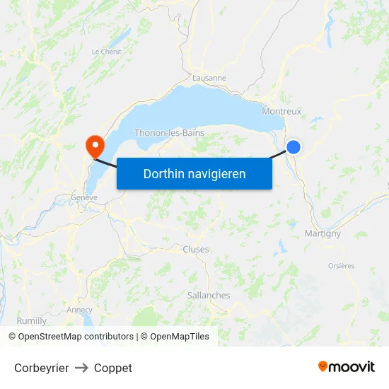 Corbeyrier to Coppet map