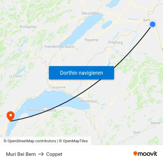 Muri Bei Bern to Coppet map
