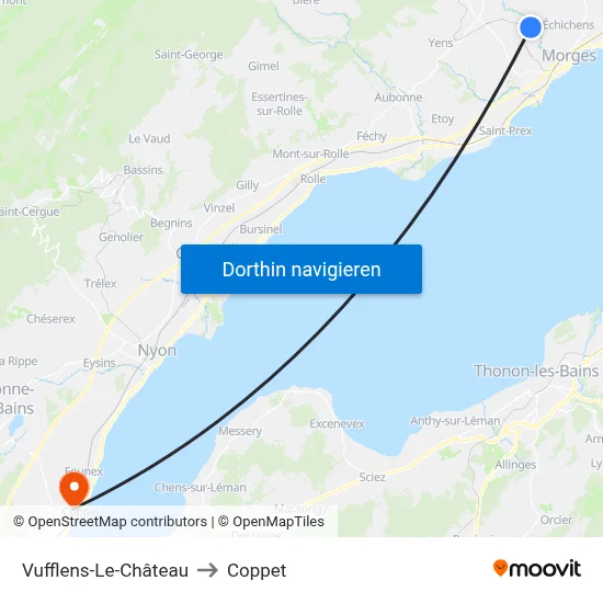Vufflens-Le-Château to Coppet map