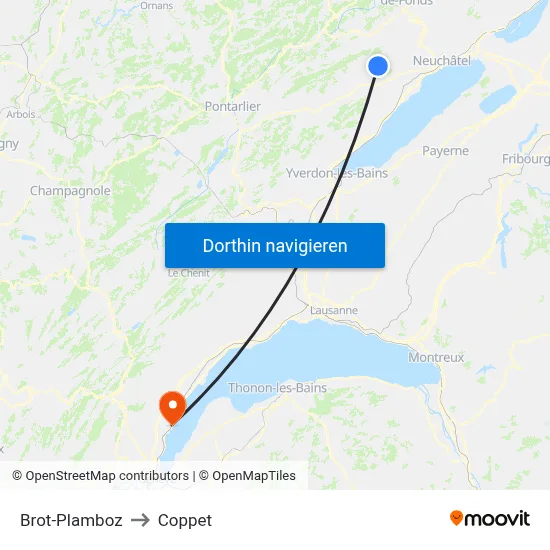 Brot-Plamboz to Coppet map