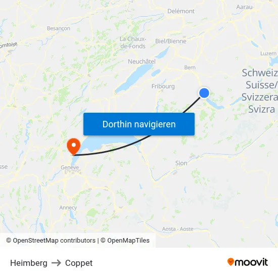 Heimberg to Coppet map