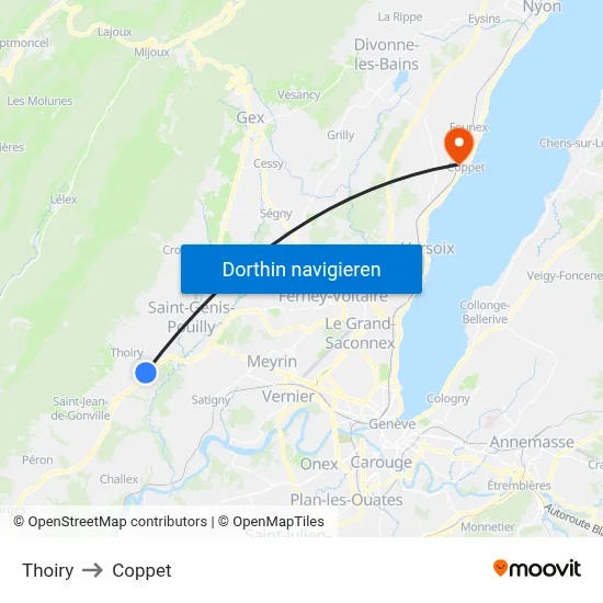 Thoiry to Coppet map