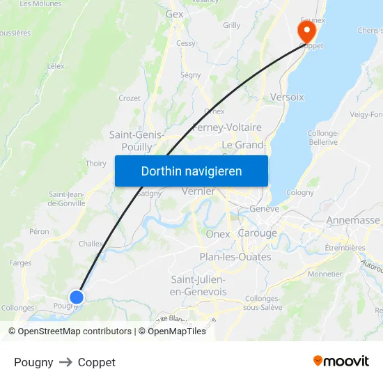 Pougny to Coppet map