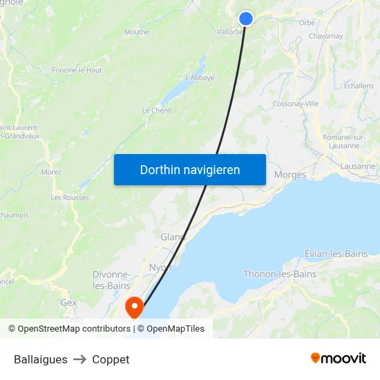Ballaigues to Coppet map