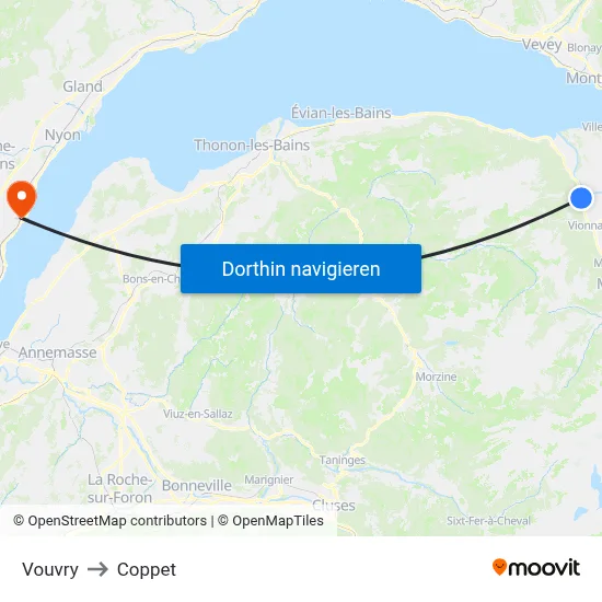 Vouvry to Coppet map