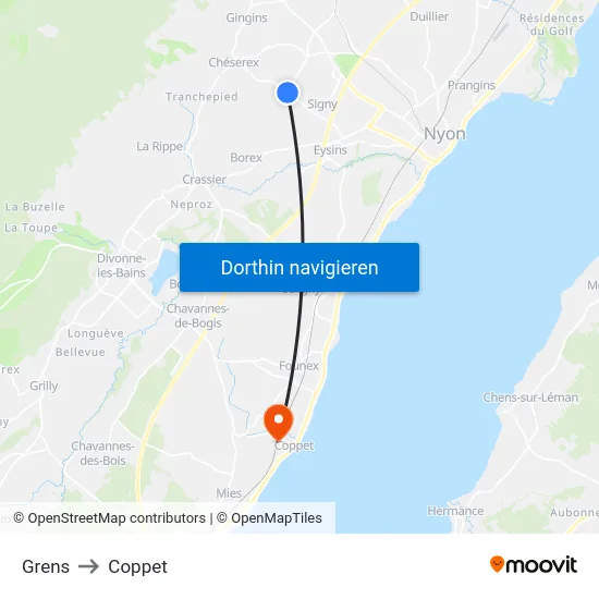 Grens to Coppet map