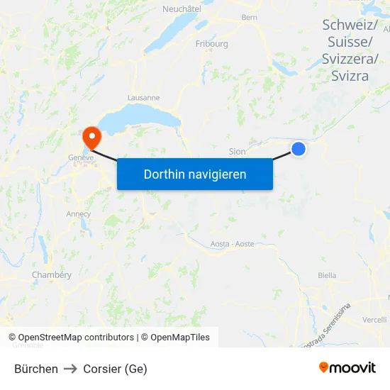 Bürchen to Corsier (Ge) map
