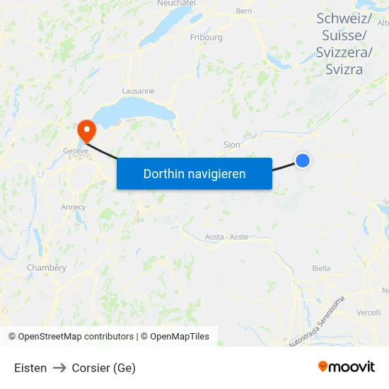 Eisten to Corsier (Ge) map