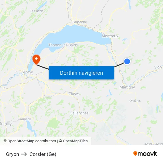Gryon to Corsier (Ge) map