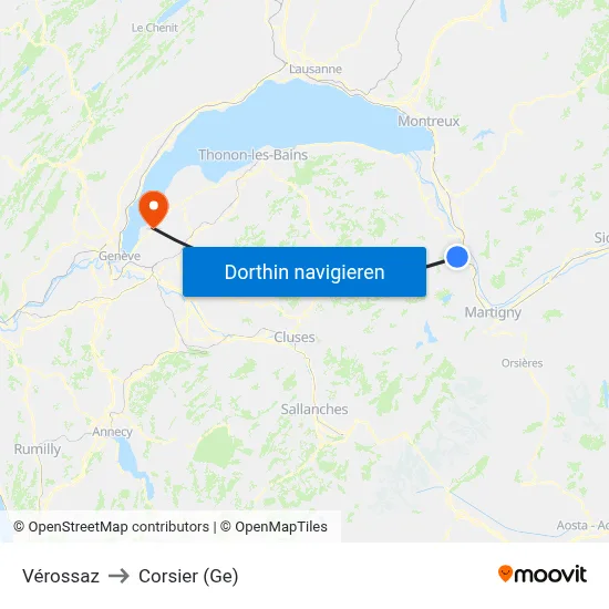 Vérossaz to Corsier (Ge) map