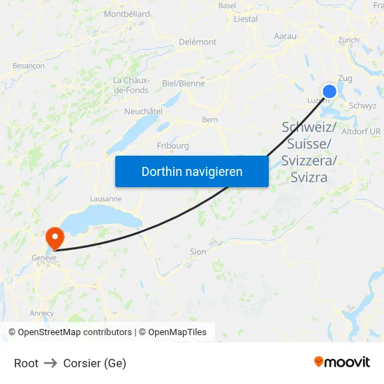 Root to Corsier (Ge) map