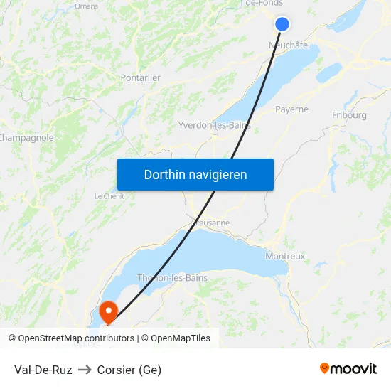 Val-De-Ruz to Corsier (Ge) map
