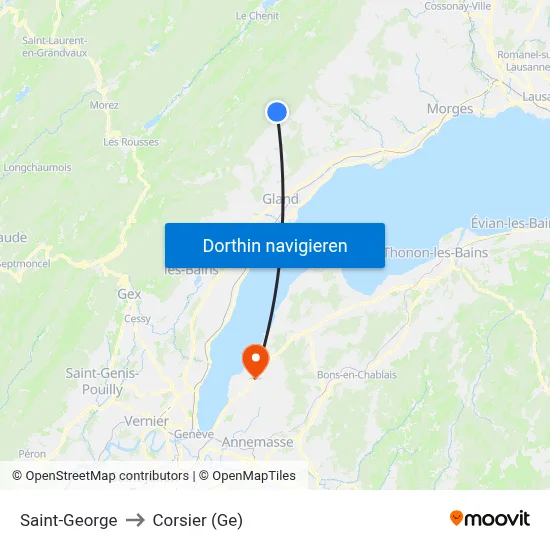 Saint-George to Corsier (Ge) map
