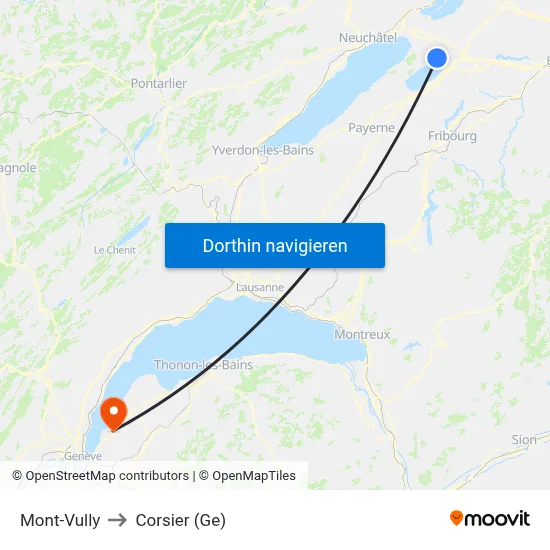 Mont-Vully to Corsier (Ge) map