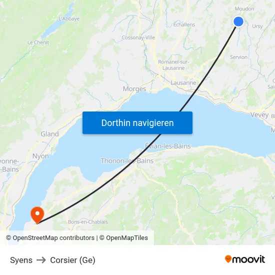 Syens to Corsier (Ge) map