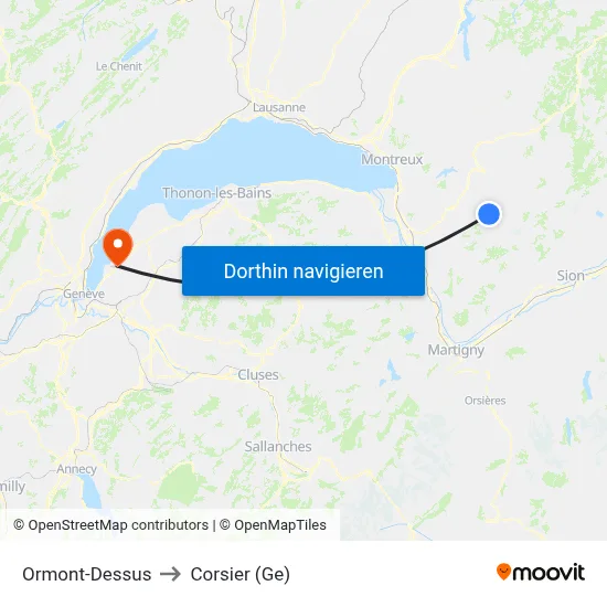 Ormont-Dessus to Corsier (Ge) map