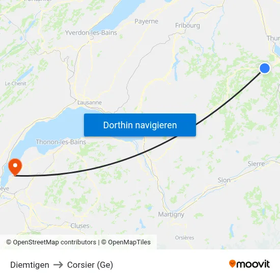 Diemtigen to Corsier (Ge) map