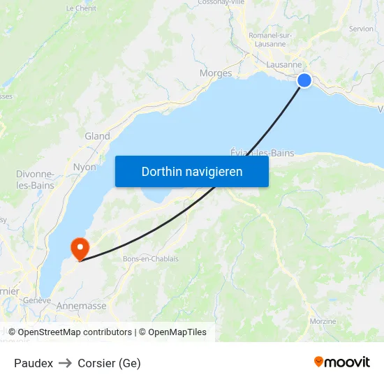 Paudex to Corsier (Ge) map