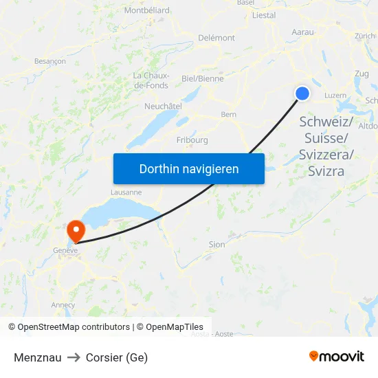 Menznau to Corsier (Ge) map