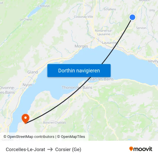 Corcelles-Le-Jorat to Corsier (Ge) map