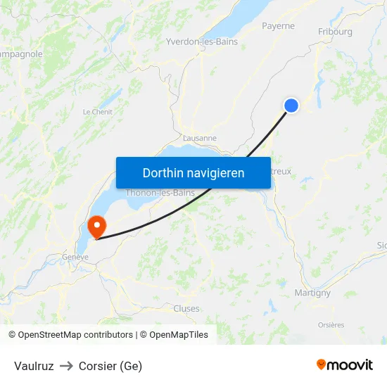 Vaulruz to Corsier (Ge) map
