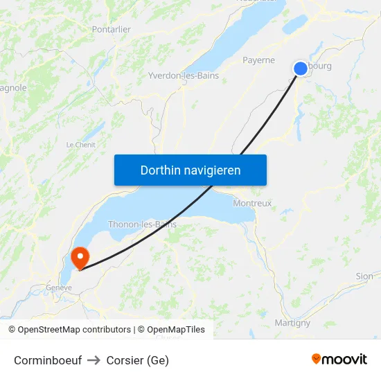 Corminboeuf to Corsier (Ge) map