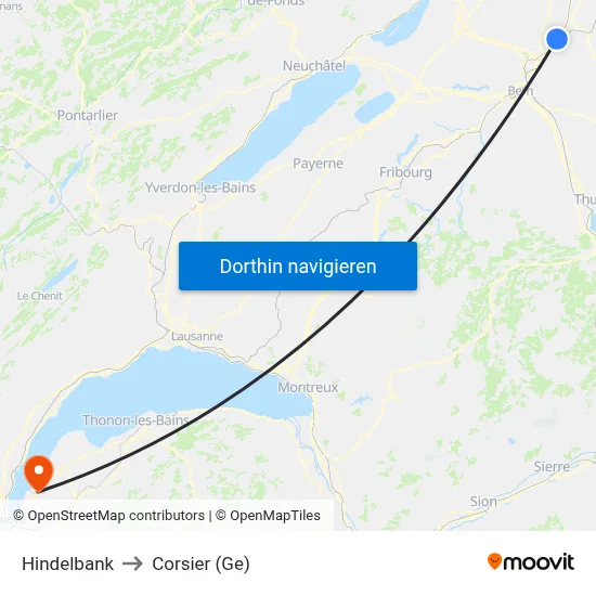 Hindelbank to Corsier (Ge) map