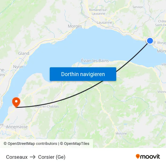 Corseaux to Corsier (Ge) map