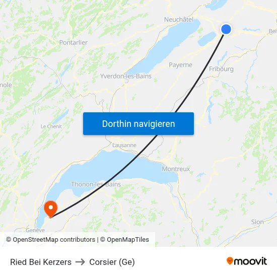 Ried Bei Kerzers to Corsier (Ge) map