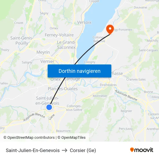 Saint-Julien-En-Genevois to Corsier (Ge) map