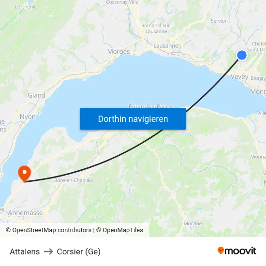 Attalens to Corsier (Ge) map